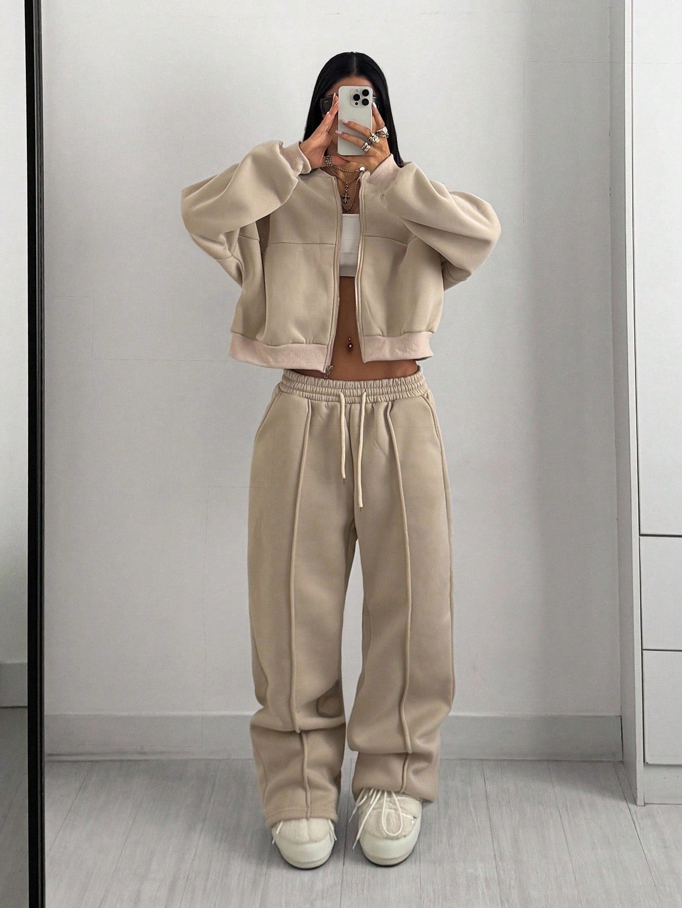 Street Style Camouflage Maple Leaf Print Zipper Sweatshirt & Pants Set