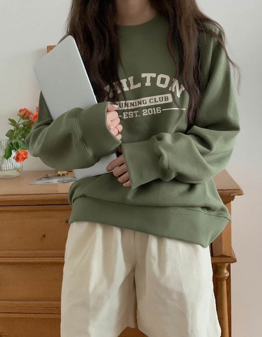 Letter Graphic Thermal Lined Sweatshirt Chilton Running Club Long Sleeve Tops Graduation