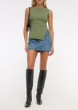 Sleeveless Button Knit Tank Top