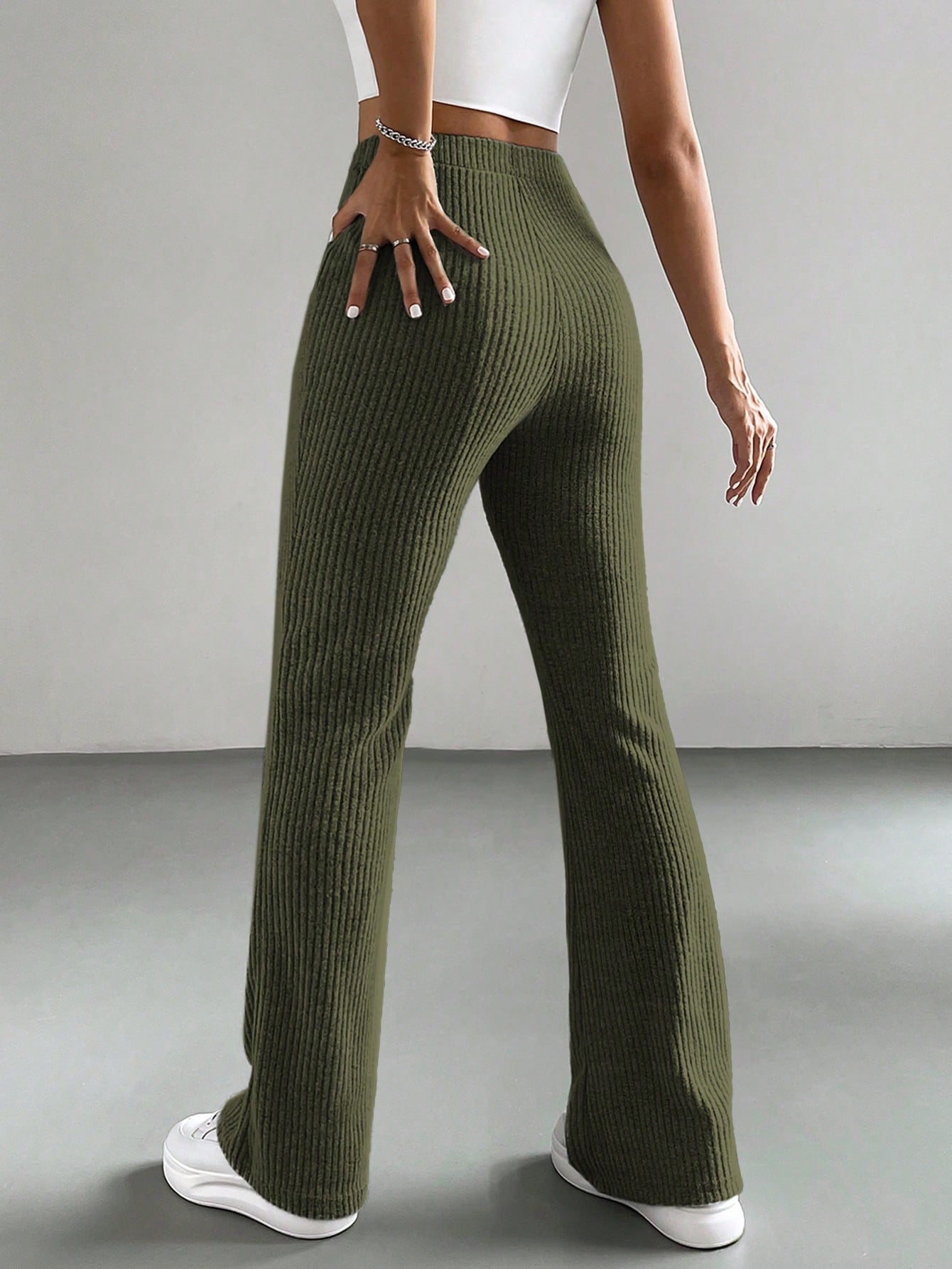 Solid Color High Waisted Pants