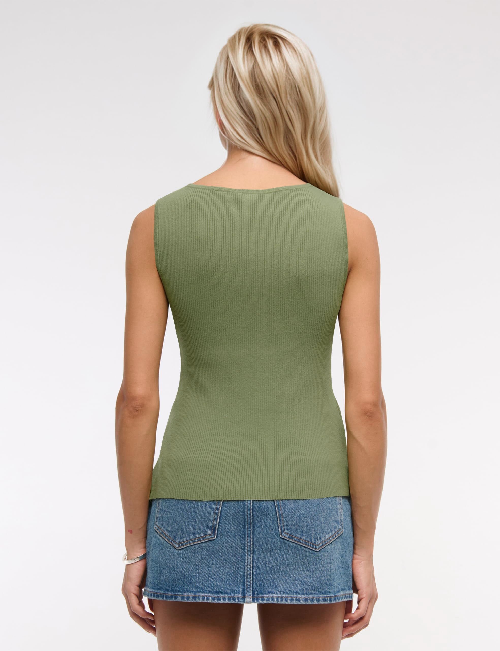 Sleeveless Button Knit Tank Top