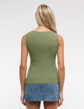 Sleeveless Button Knit Tank Top