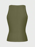 Casual Versatile Solid Color Knit Sports Tank Top