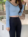 Women's Contrast Trim Short Cropped T-shirt