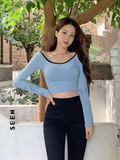 Women's Contrast Trim Short Cropped T-shirt