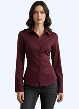 Long-Sleeve, Button-Down Blouse Slim-Fit Silhouette That Tapers At The Waist