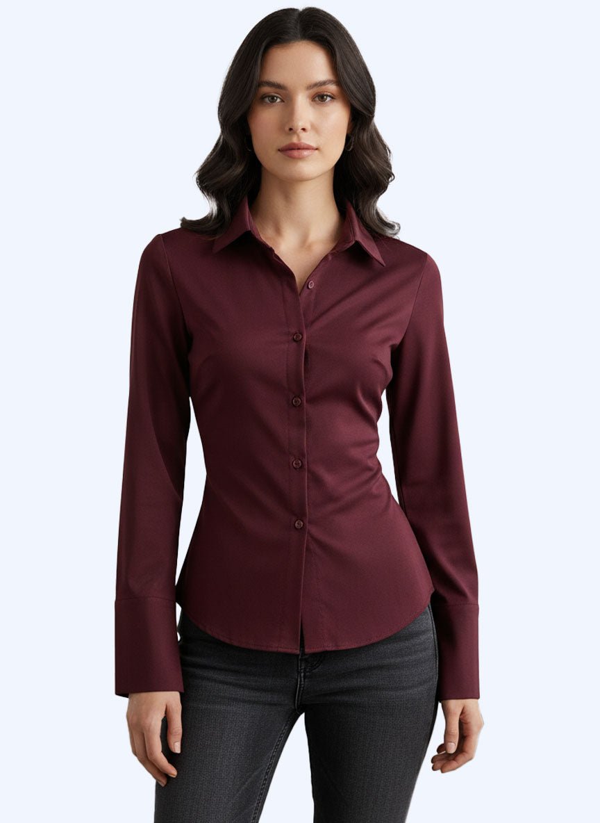 Long-Sleeve, Button-Down Blouse Slim-Fit Silhouette That Tapers At The Waist