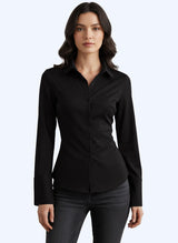Long-Sleeve, Button-Down Blouse Slim-Fit Silhouette That Tapers At The Waist