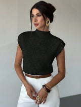 High Neck Loose Casual Versatile Sleeveless Knit Sweater