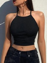 Solid Color Halter Top Going Out Tops Tank Tops