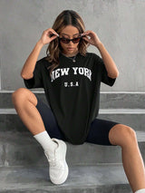 Minimalist English Printed Casual Street Style T-Shirt Graphic Tees Women Tops