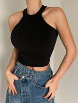 Solid Color Slim Fit Fashionable Tank Top, Versatile Style