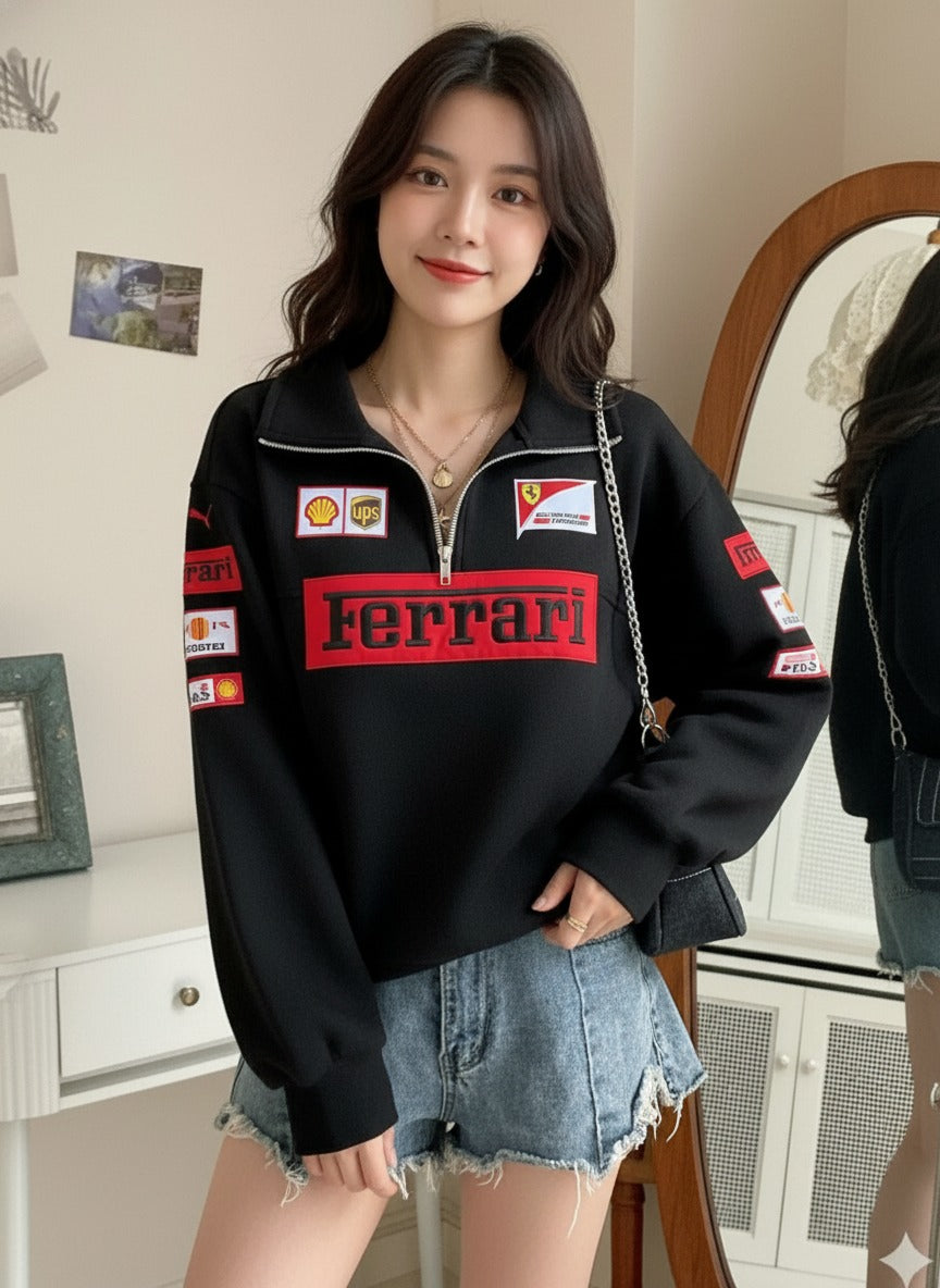 Ferrari Printed Half-Zip Sweatshirt | Printed