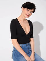 Slim Fit Deep V-Neck Plunging Neck T-Shirt