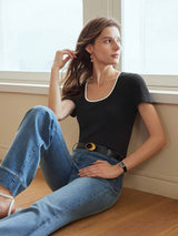 PREMIUM CONTRAST TRIM RIBBED T-SHIRT