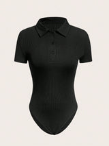 Solid Half Button Bodysuit