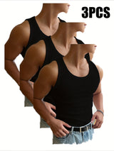 3pcs Men's Slim Fit Sleeveless Tank Tops