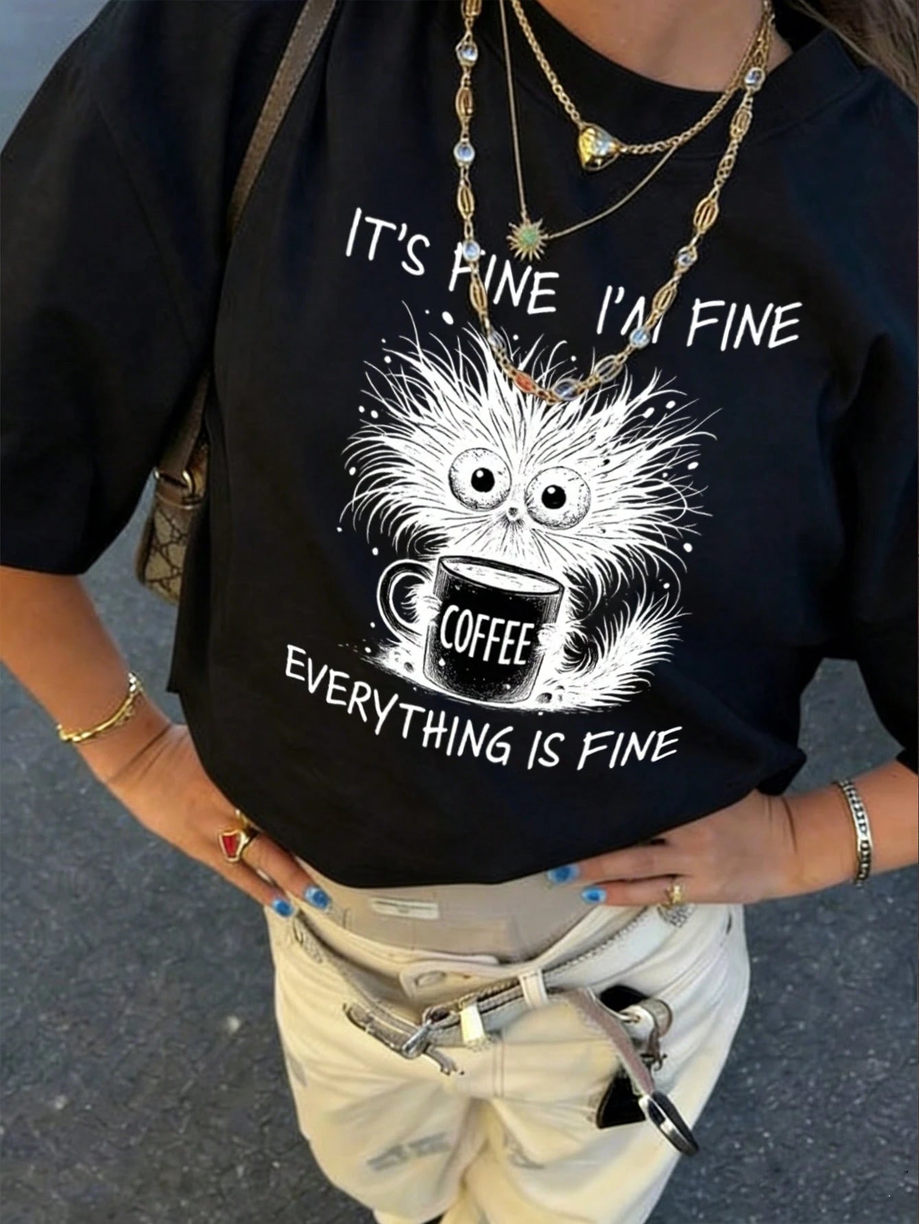 Casual Vacation Style Loose Fit Round Neck Short Sleeve T-Shirt