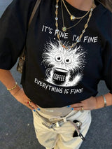 Casual Vacation Style Loose Fit Round Neck Short Sleeve T-Shirt