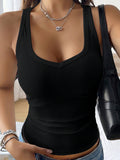 Casual Versatile Solid Color Knit Sports Tank Top