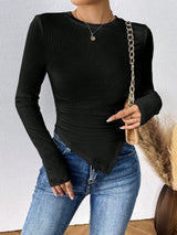 Solid Asymmetrical Hem Tee