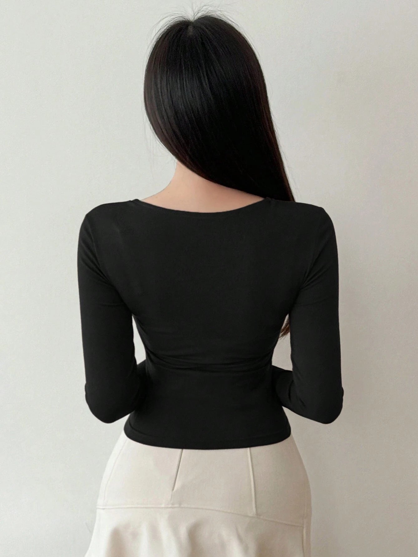 Hollow Out Design Ribbed T-Shirt