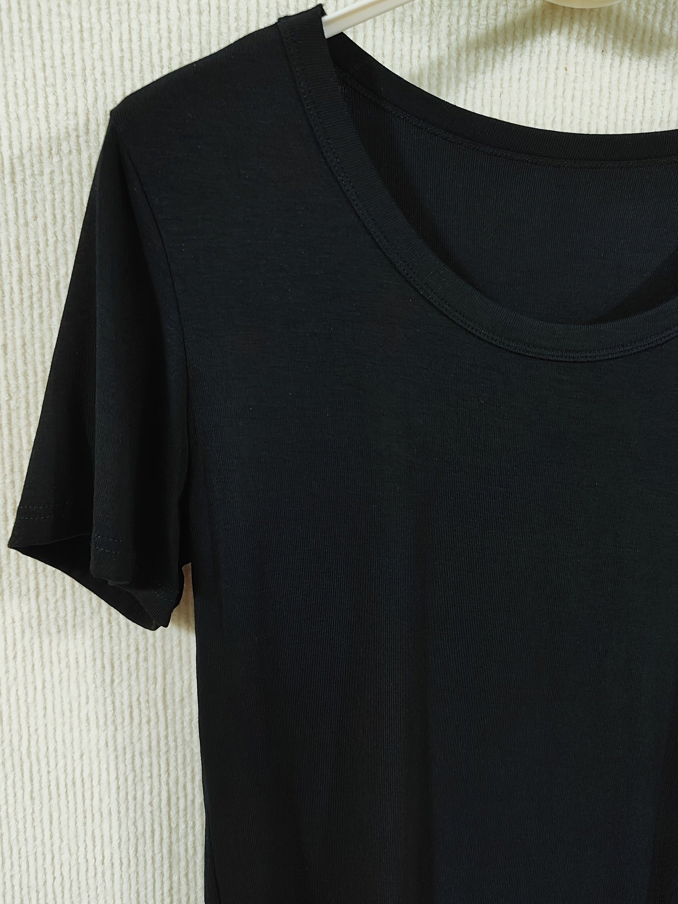 Short Sleeve Crew Neck Casual Solid Color T-Shirt, Slim Fit