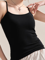 Solid Color Rib Cami Top, Opaque Sleeveless Vest with Ruched Detail