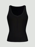 Casual Versatile Solid Color Knit Sports Tank Top