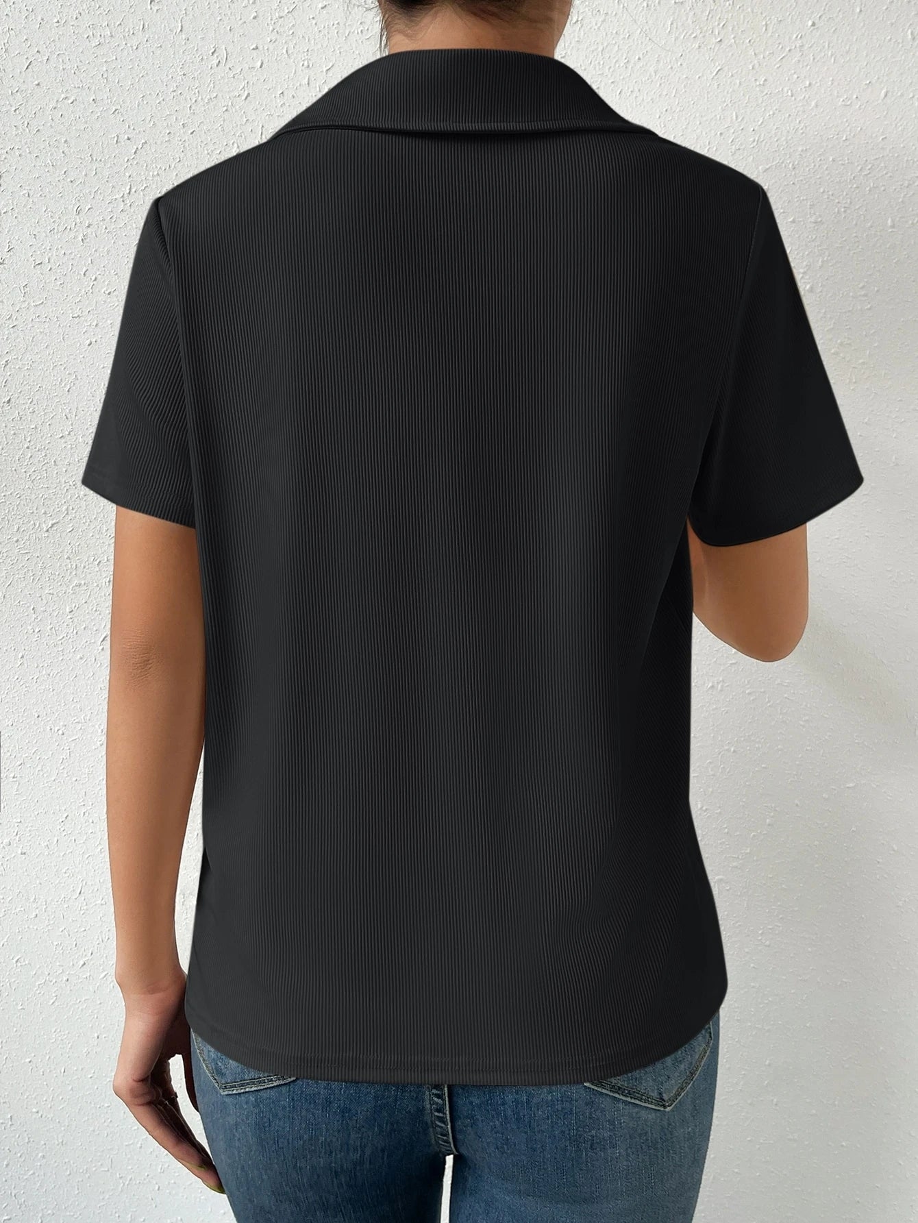 Solid Ribbed Knit Tee