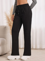 Drawstring Elastic Waist Sweatpants, Loose Fit Straight-Leg Joggers