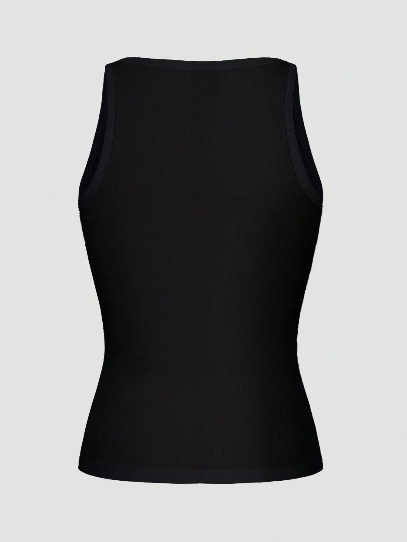 Casual Versatile Solid Color Knit Sports Tank Top