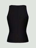 Casual Versatile Solid Color Knit Sports Tank Top