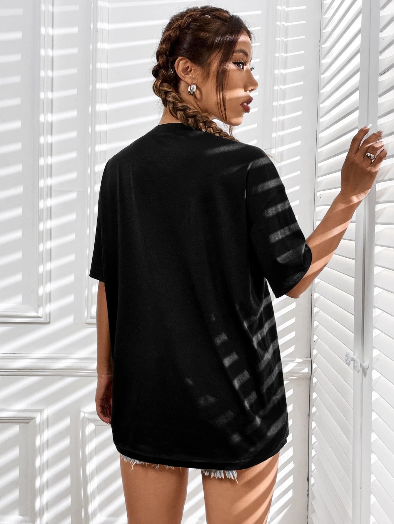 Slogan Graphic Drop Shoulder Tee IT'S A BEAUTIFUL DAY TO LEAVE ME ALONE