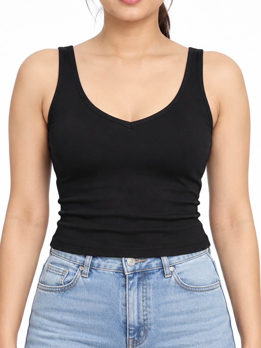 Women's Sweetheart-Neck Ribbed Wide-Strap Tank Top