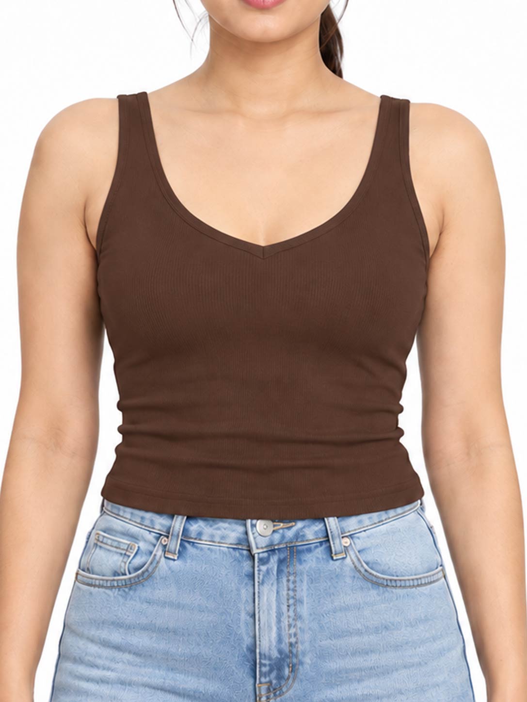 Women's Sweetheart-Neck Ribbed Wide-Strap Tank Top