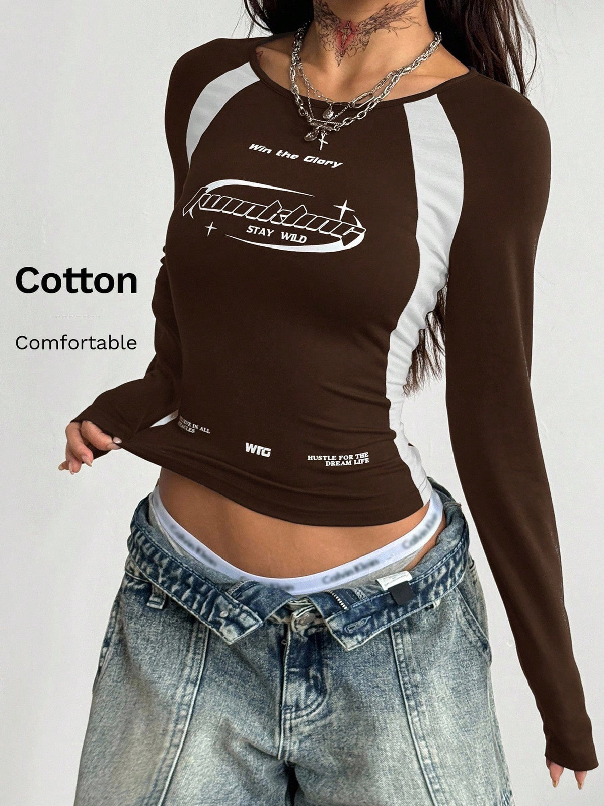 Women's Colourblock Slim-Fit Long-Sleeve Raglan T-Shirt
