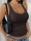 Casual Versatile Solid Color Knit Sports Tank Top