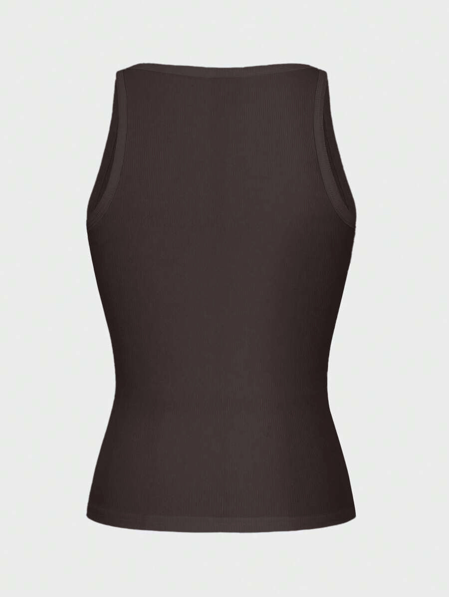 Casual Versatile Solid Color Knit Sports Tank Top