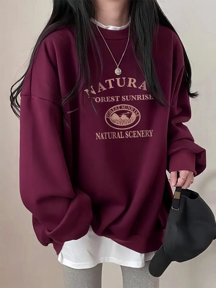 Women's Hip-Hop Thermal Sweatshirt with Letter Print – Slimming Long-Sleeve Top for Ultimate Fall Style!