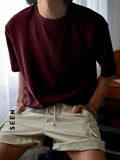 Men Solid Ribbed Knit Tee
