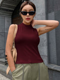 Neck Ribbed Knit Tank Top