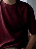 Men Solid Ribbed Knit Tee