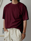 Men Solid Ribbed Knit Tee