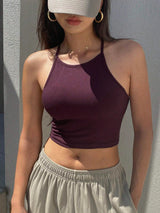 Solid Color Halter Top Going Out Tops Tank Tops