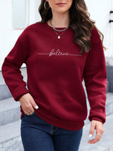 Letter Graphic Drop Shoulder Sweatshirt, Long Sleeve Tops Graduation