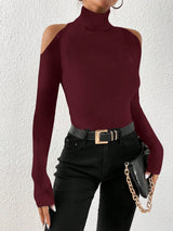 Casual Solid Color Versatile Outdoor Undershirt Hollow Out Long Sleeve Tight Fit T-Shirt