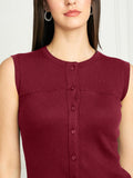 Rib-Knit Open Front Button Sleeveless Cropped Camisole Top