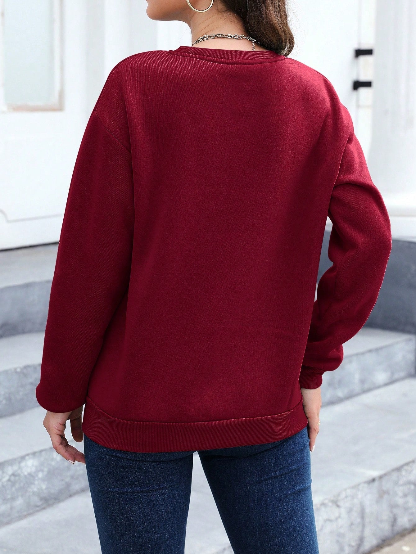 Letter Graphic Drop Shoulder Sweatshirt, Long Sleeve Tops Graduation