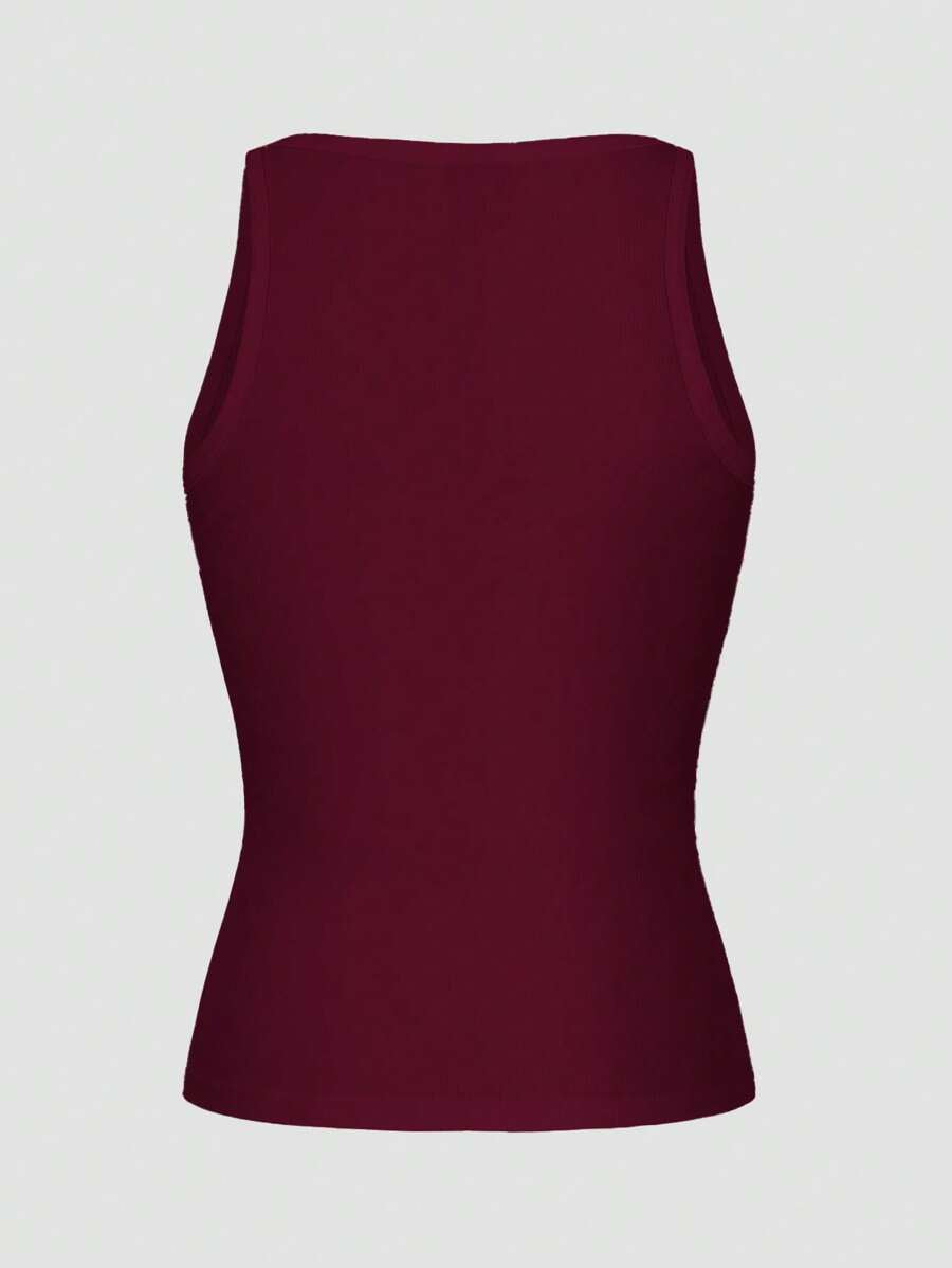 Casual Versatile Solid Color Knit Sports Tank Top
